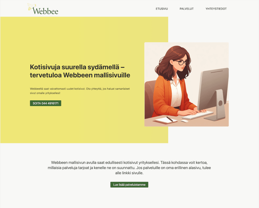 Webbeen mallisivun etusivu
