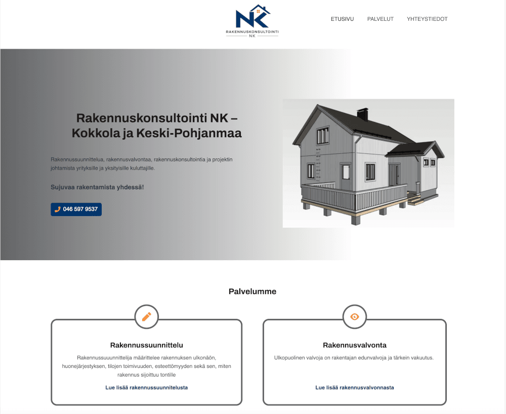 Rakennuskonsultointi NK etusivusta kuva